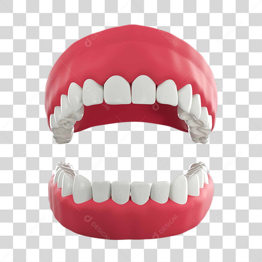 Elemento 3D Boca e Escova  Para Composição PNG Transparente