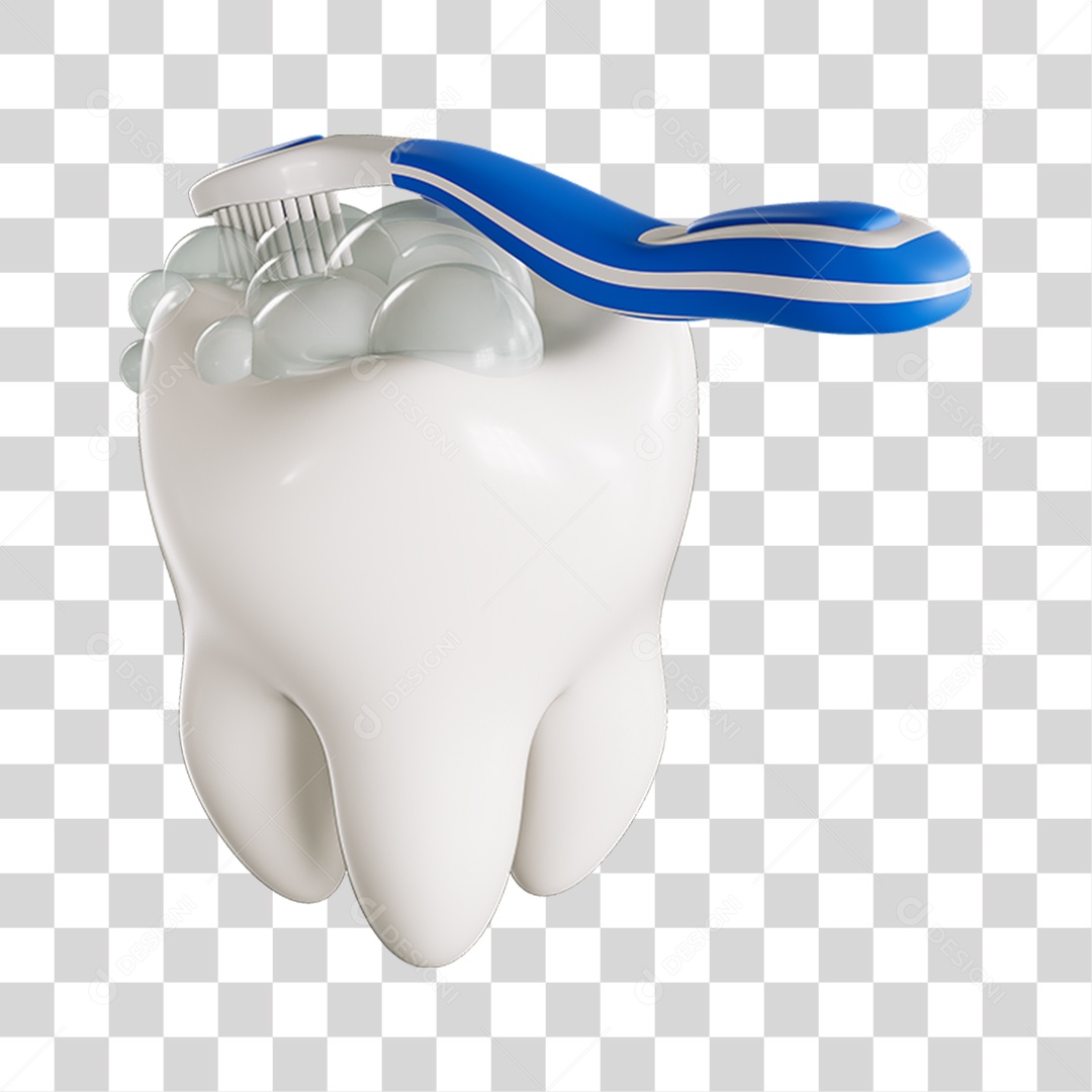 Elemento 3D Escovando Dente Para Composição PNG Transparente