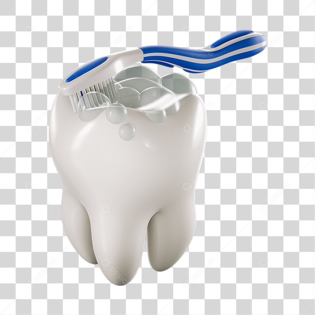 Elemento 3D Escovando Dente Para Composição PNG Transparente