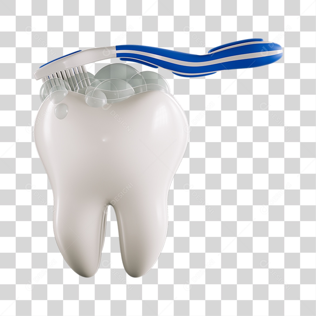 Elemento 3D Escovando Dente Para Composição PNG Transparente