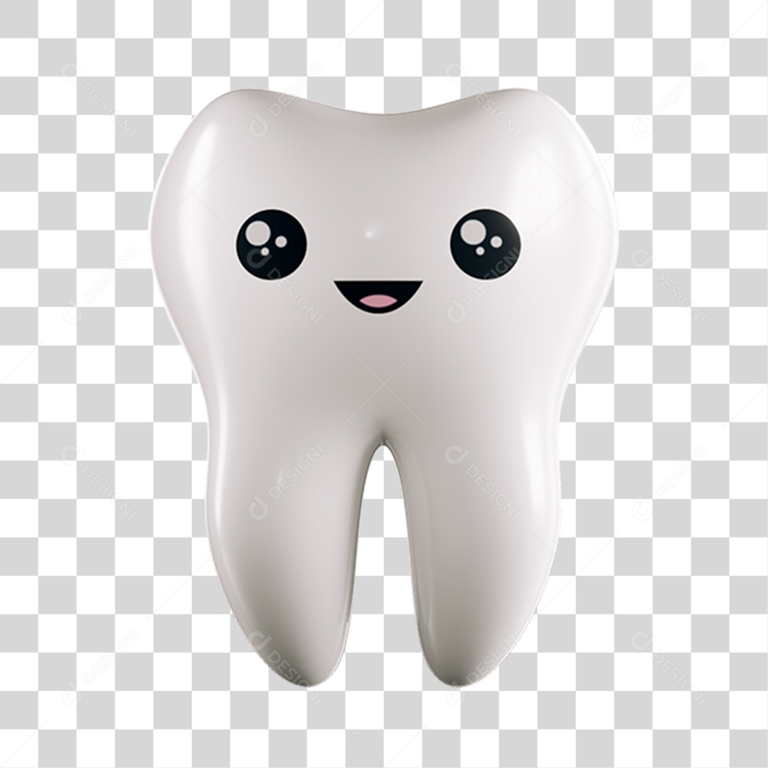 Elemento 3D Dente Feliz Para Composição PNG Transparente