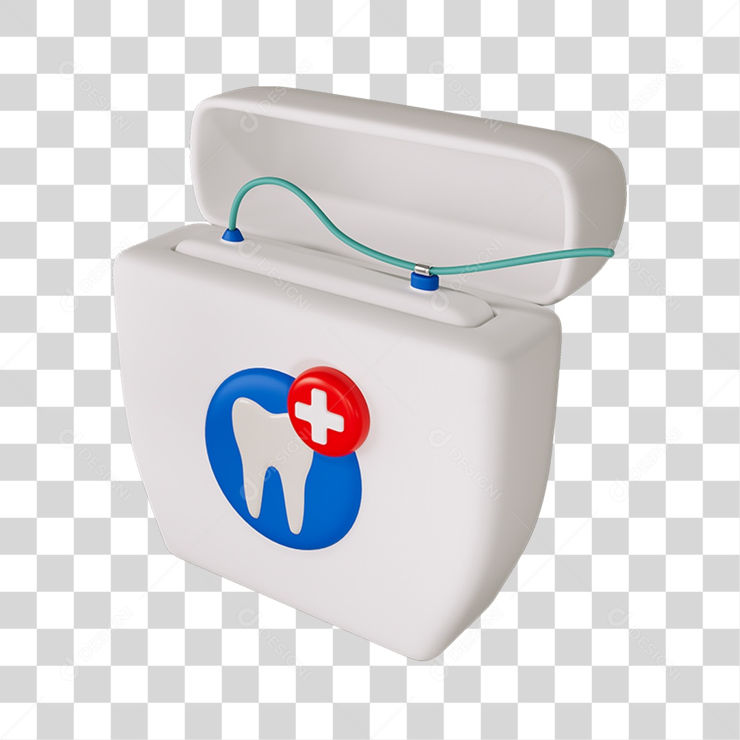 Elemento 3D Fio Dental Para Composição PNG Transparente