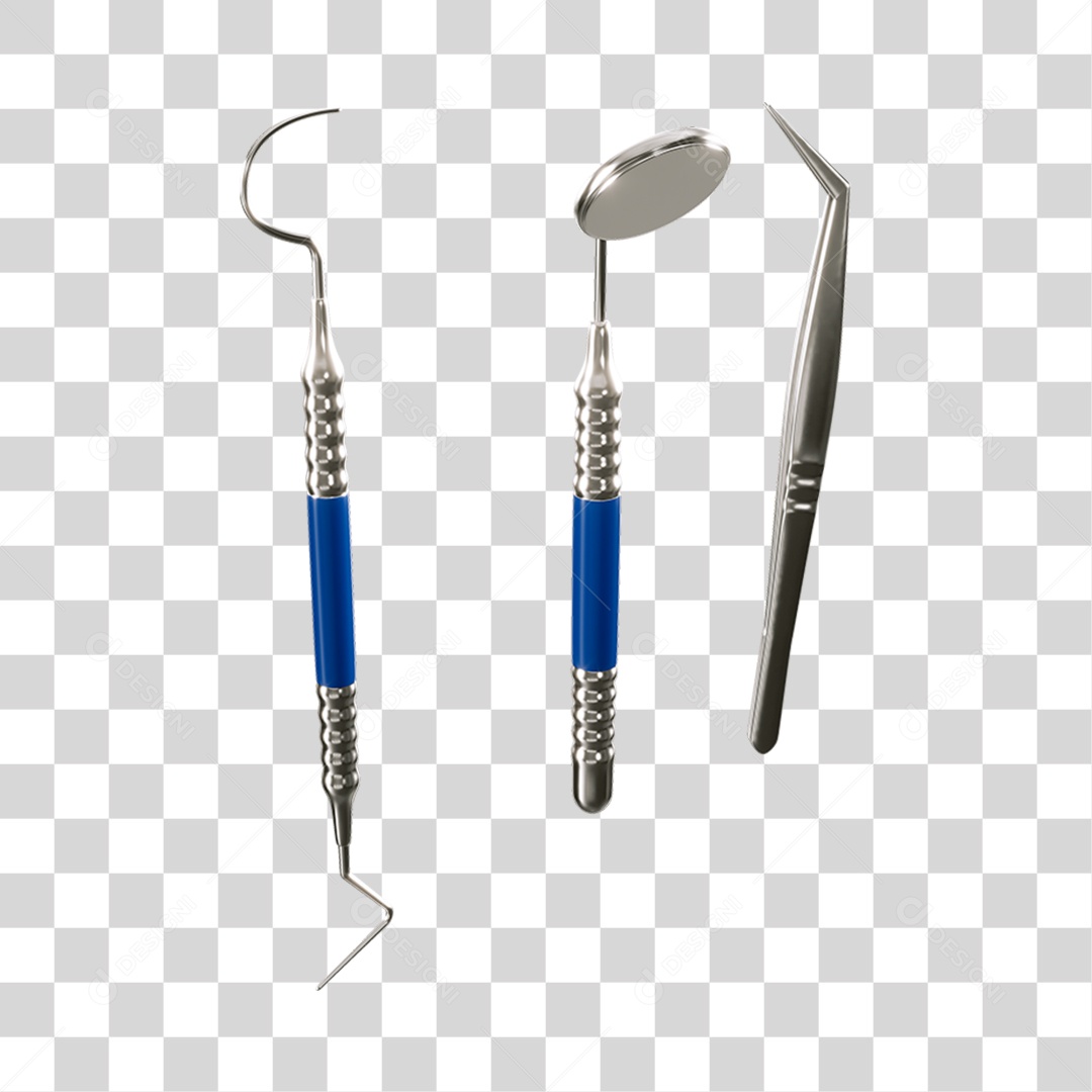 Elemento 3D Instrumentos Odontológicos Para Composição PNG Transparente