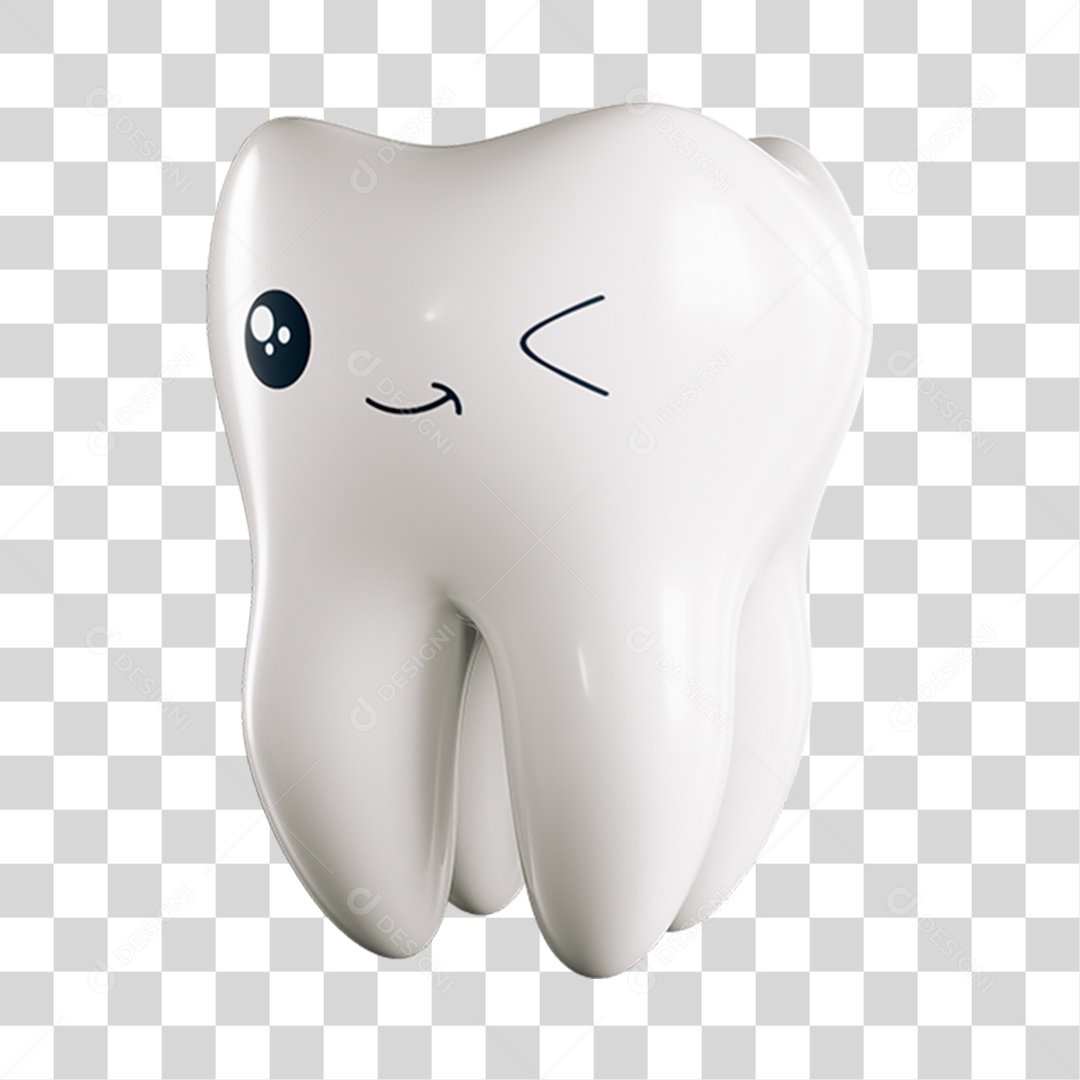 Elemento 3D Dente Piscando Para Composição PNG Transparente