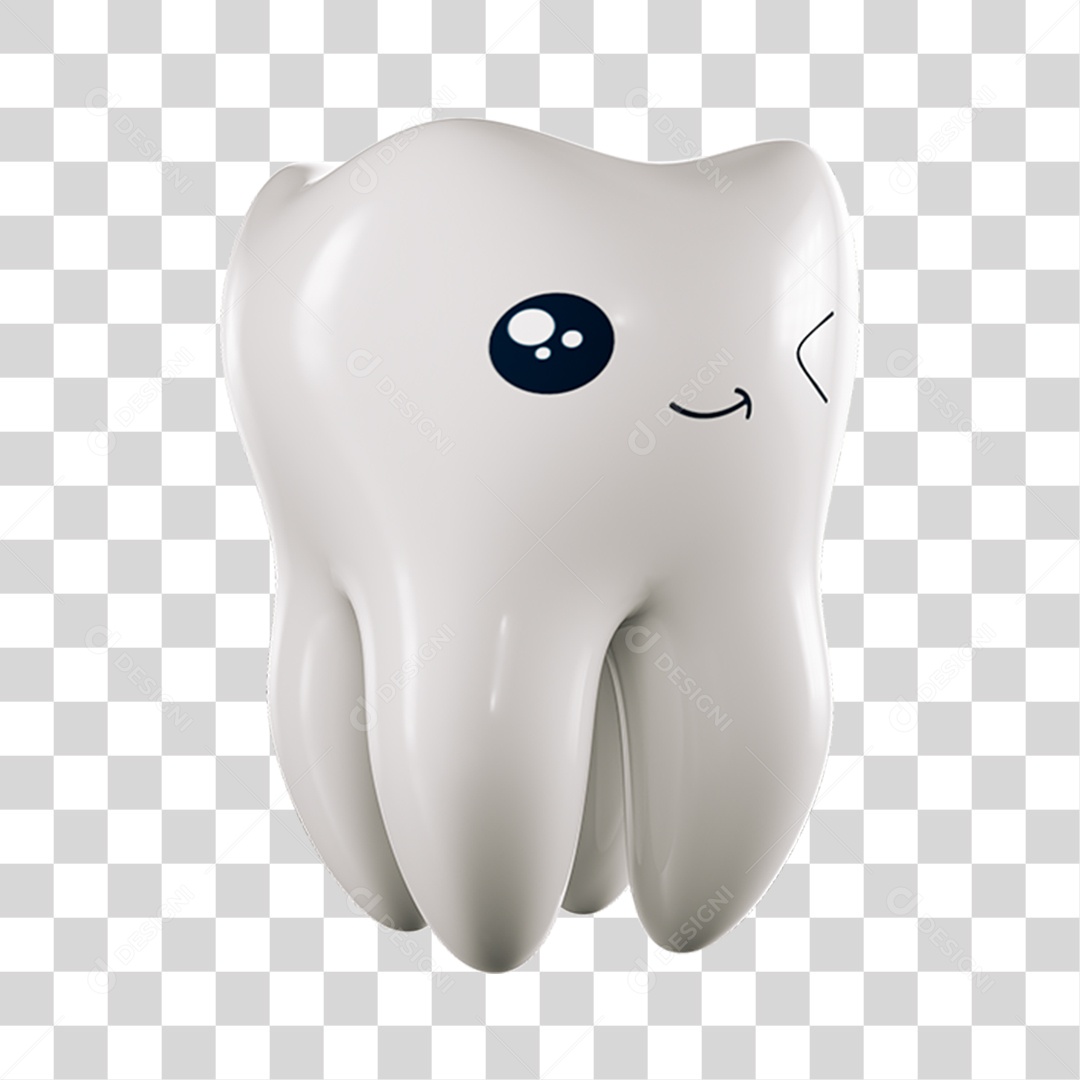 Elemento 3D Dente Piscando Para Composição PNG Transparente