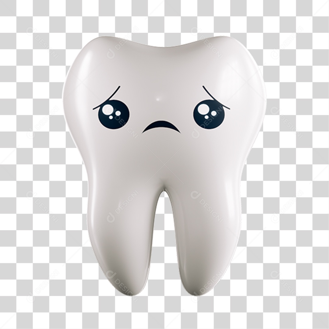 Elemento 3D Dente Triste Para Composição PNG Transparente