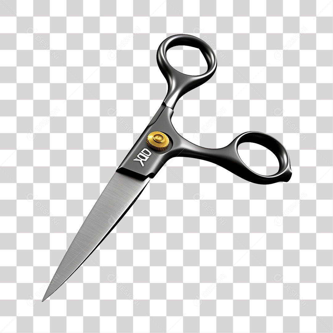 Objeto 3D Tesoura Salão Barbeiro Para Composição PNG Transparente