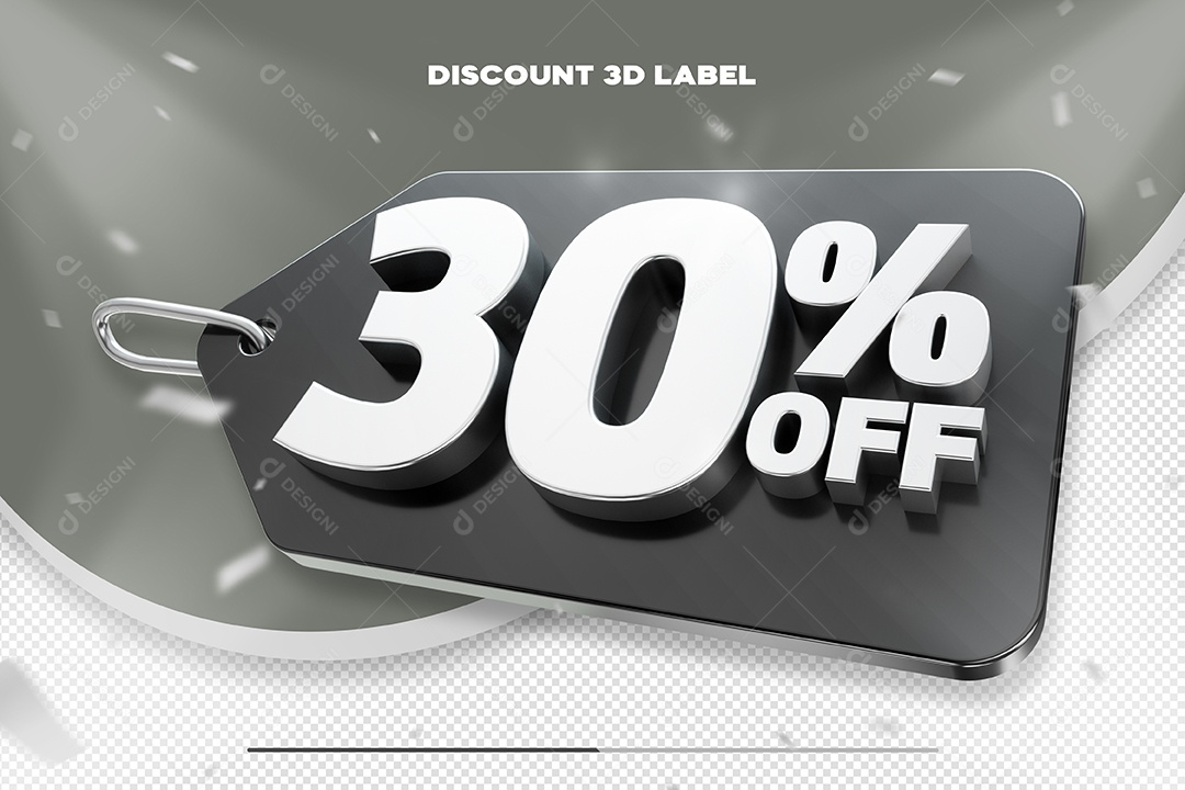 Etiqueta De Desconto 60% Off Elemento 3D Preto e Branco Para Composição PSD