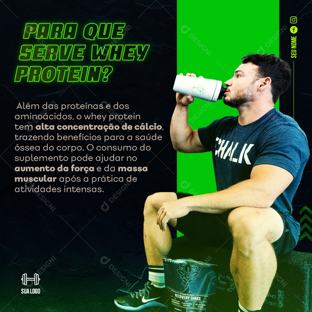 Para Que Serve Whey Protein Academia Social Media PSD Editável