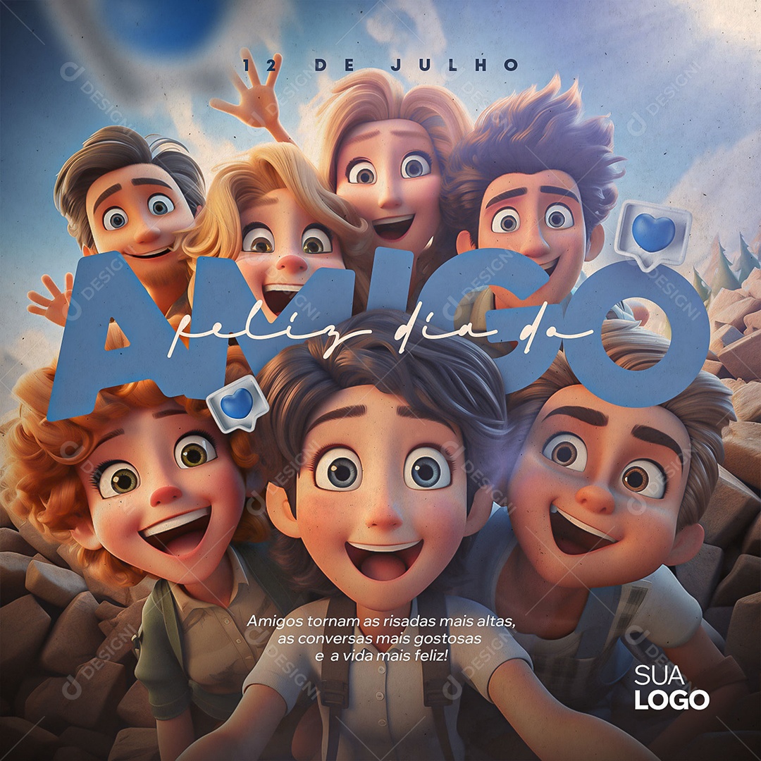 Social Media Amigo é coisa pra se Guardar Dia Internacional Do Amigo PSD Editável