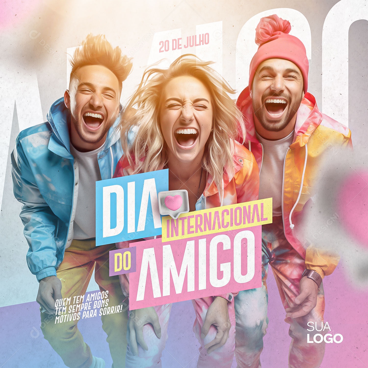 Social Media Amigo é coisa pra se Guardar Dia Internacional Do Amigo PSD Editável