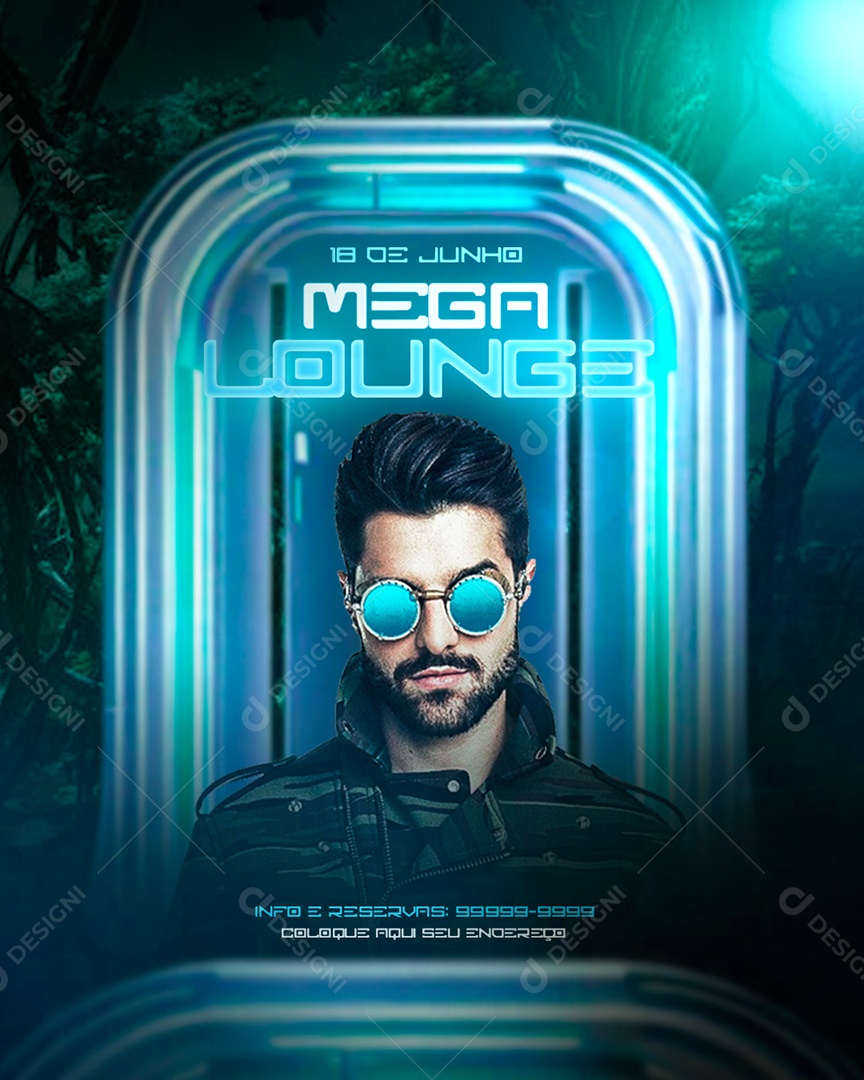 Social Media Flyer Feed Mega Lounge Alok PSD Editável