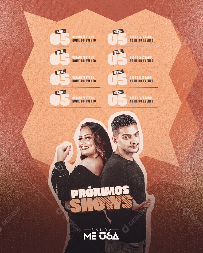Flyer Feed Próximos Shows Banda Me Usa Social Media PSD Editável
