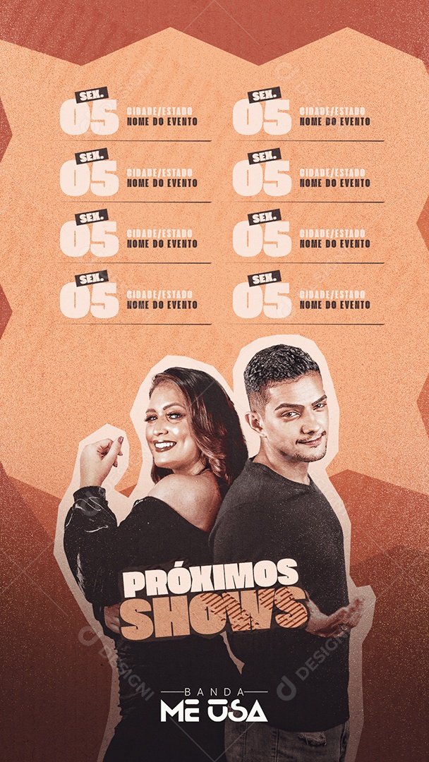 Flyer Story Próximos Shows Banda Me Usa Social Media PSD Editável