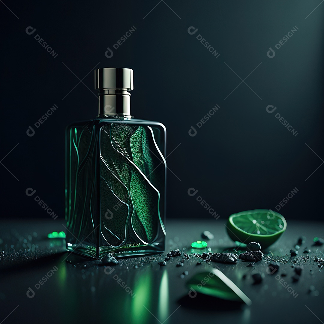 Imagem realista de frasco de perfume sobre fundo isolado