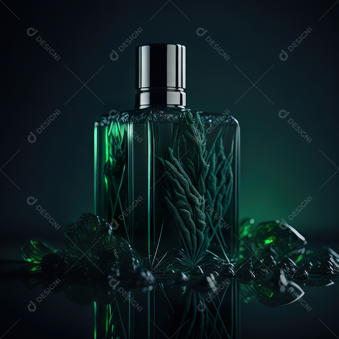 Imagem realista de frasco de perfume sobre fundo isolado