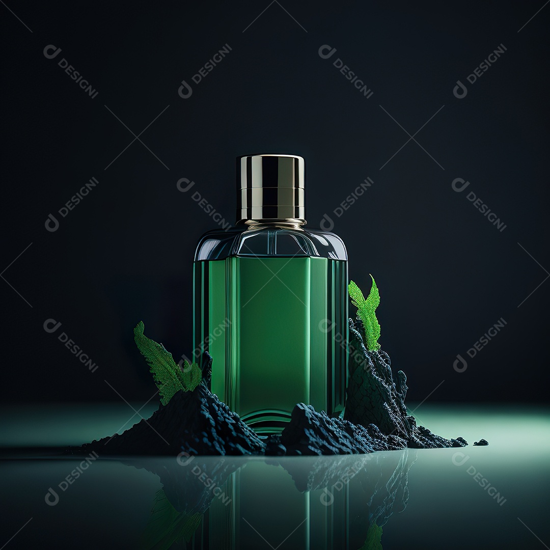 Imagem realista de frasco de perfume sobre fundo isolado
