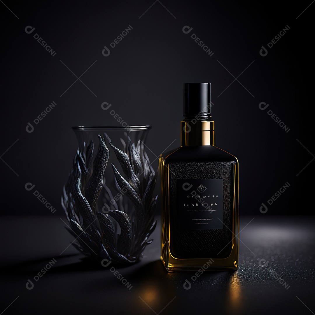 Imagem realista de frasco de perfume sobre fundo isolado