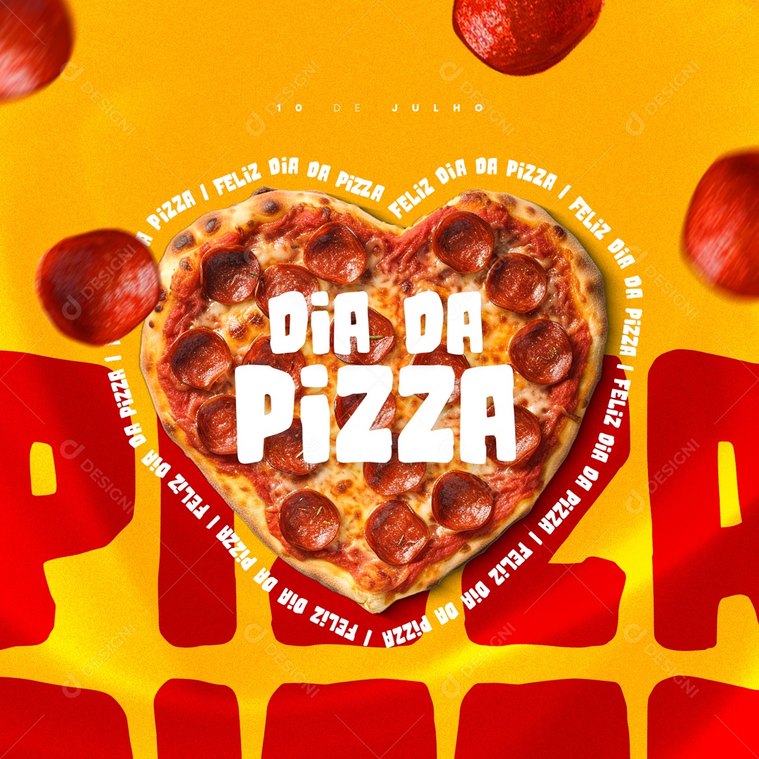 Social Media Feliz Dia Da Pizza 10 de Julho PSD Editável