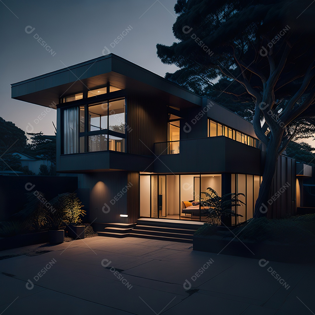 Retrato realista casa sobre bairro