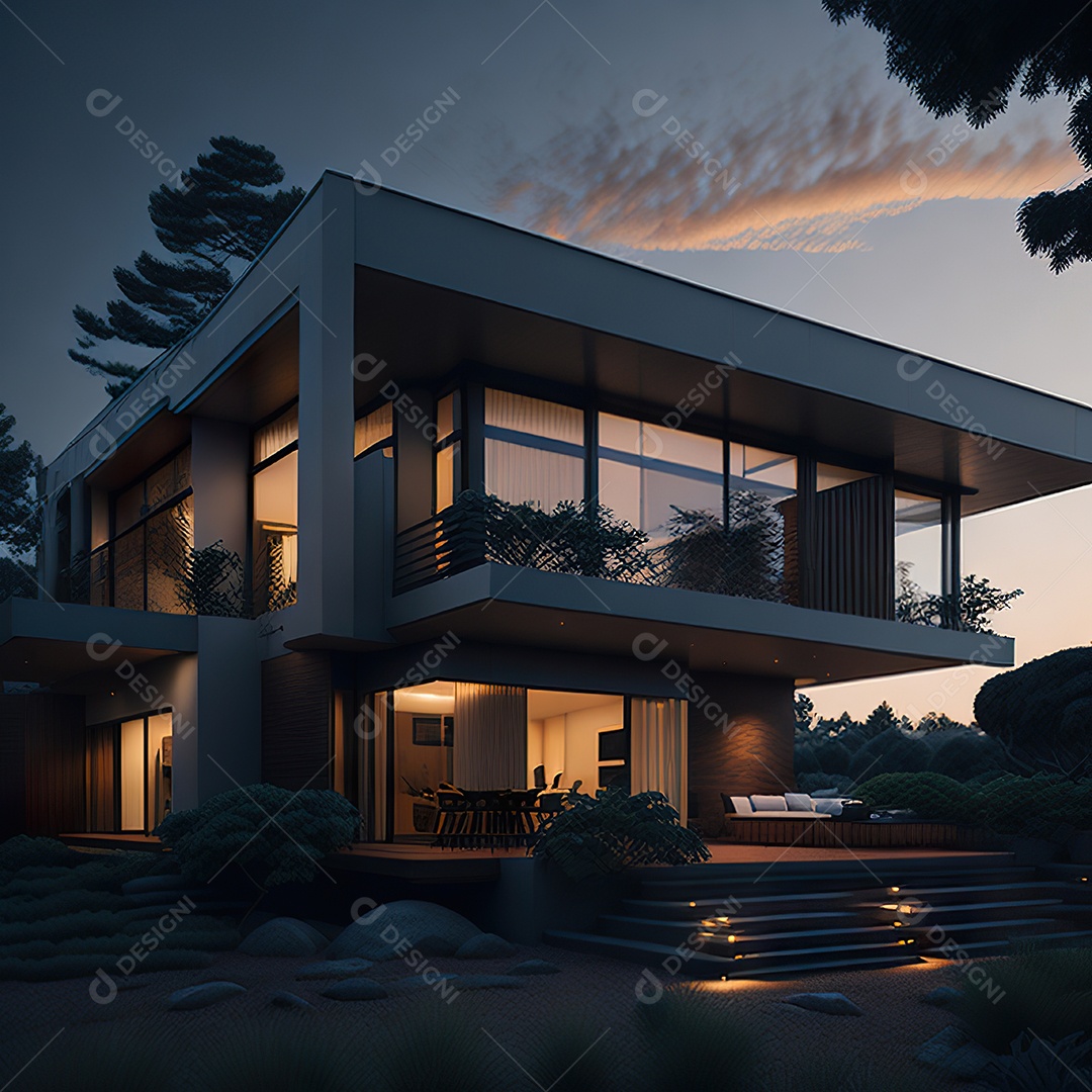 Retrato realista casa sobre bairro