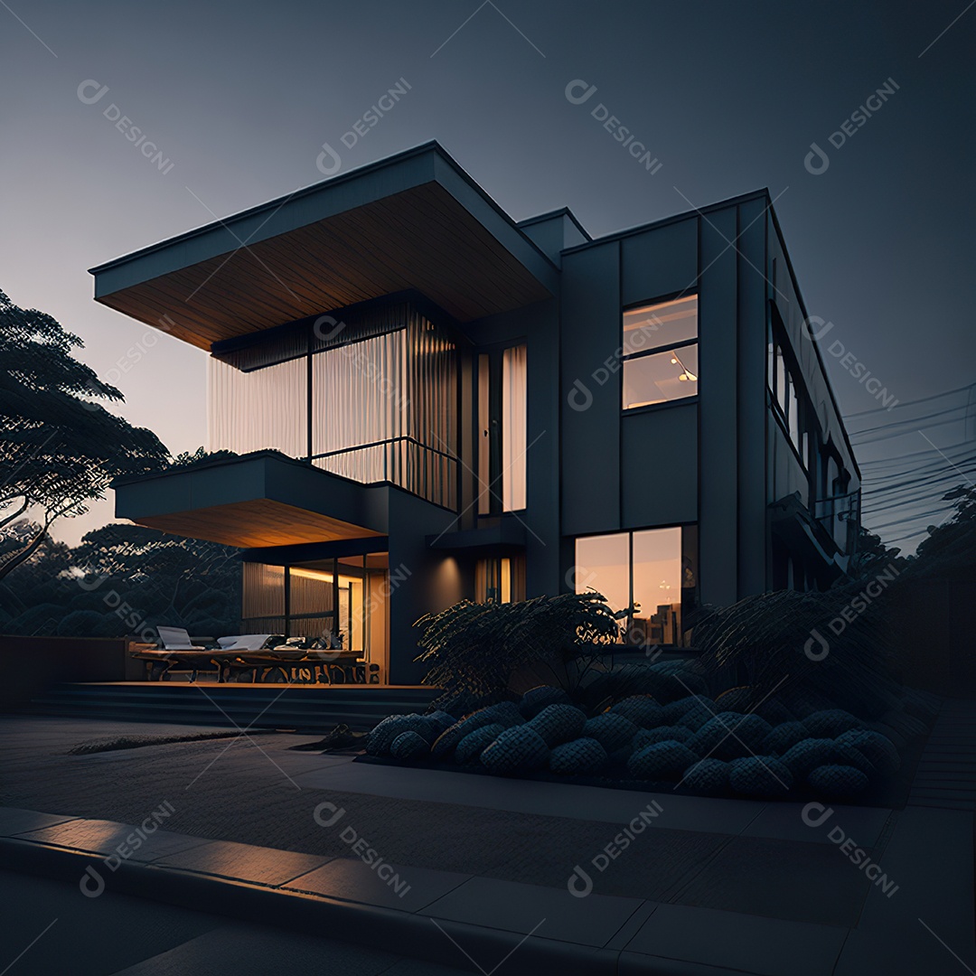 Retrato realista casa sobre bairro