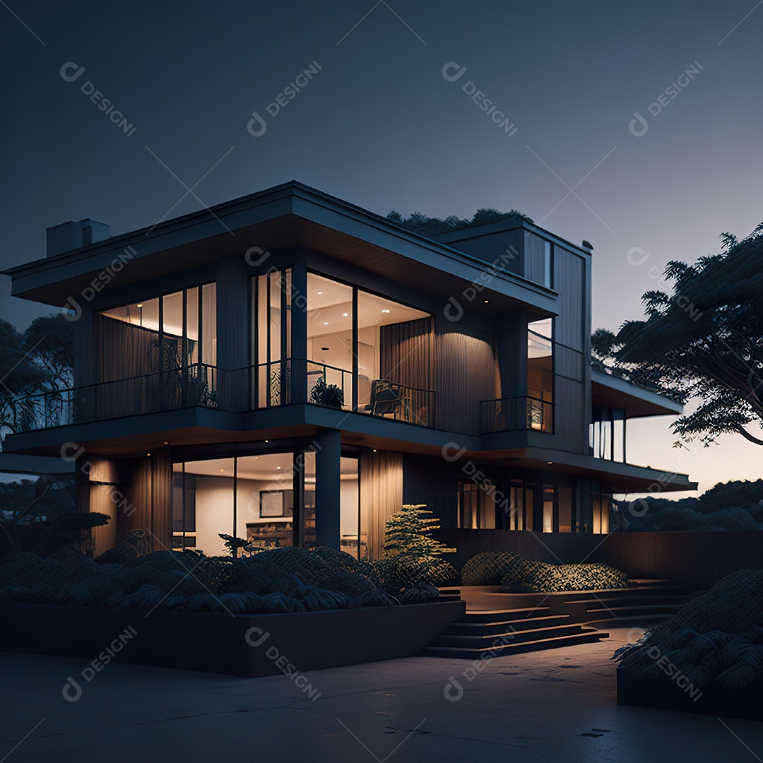 Retrato realista casa sobre bairro