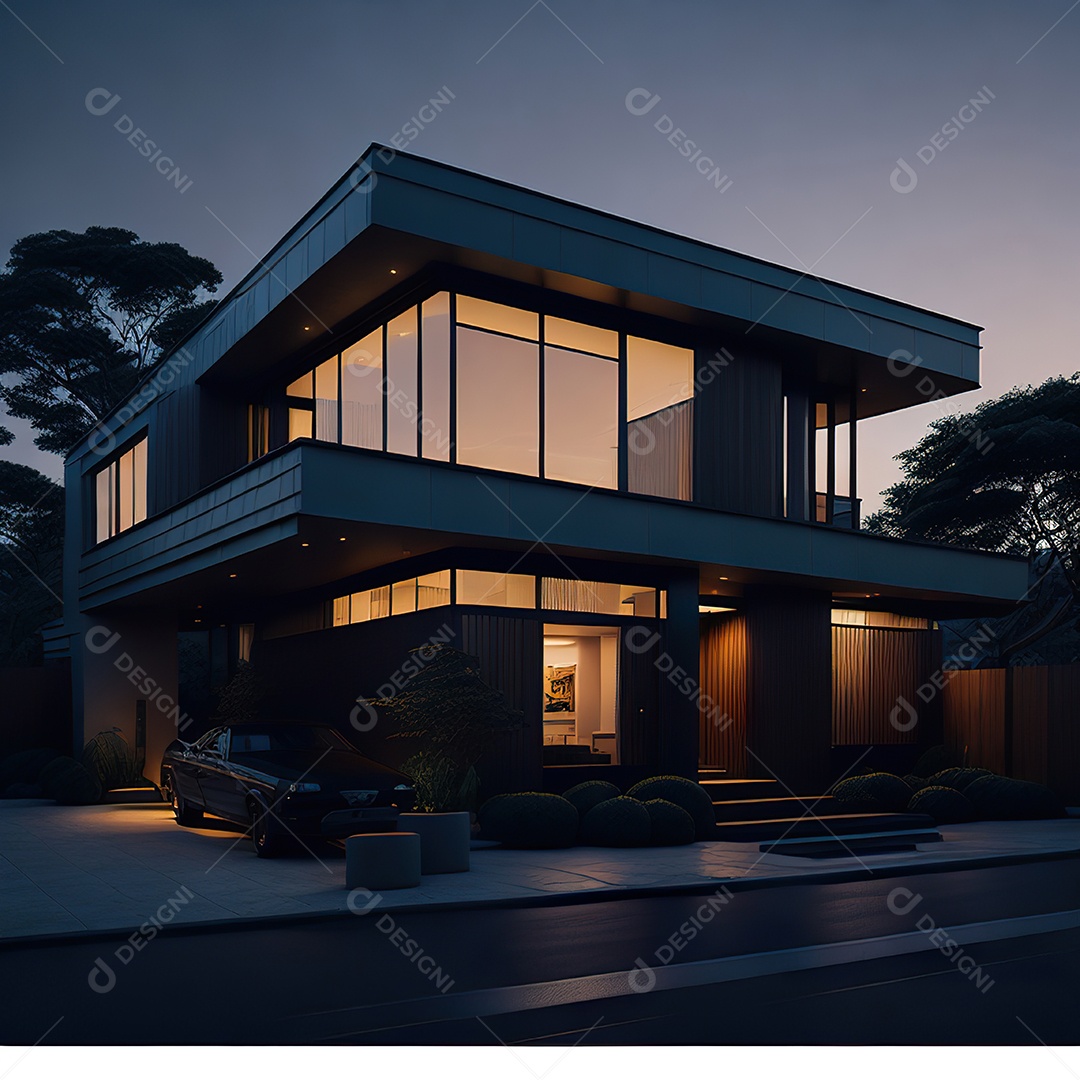 Retrato realista casa sobre bairro