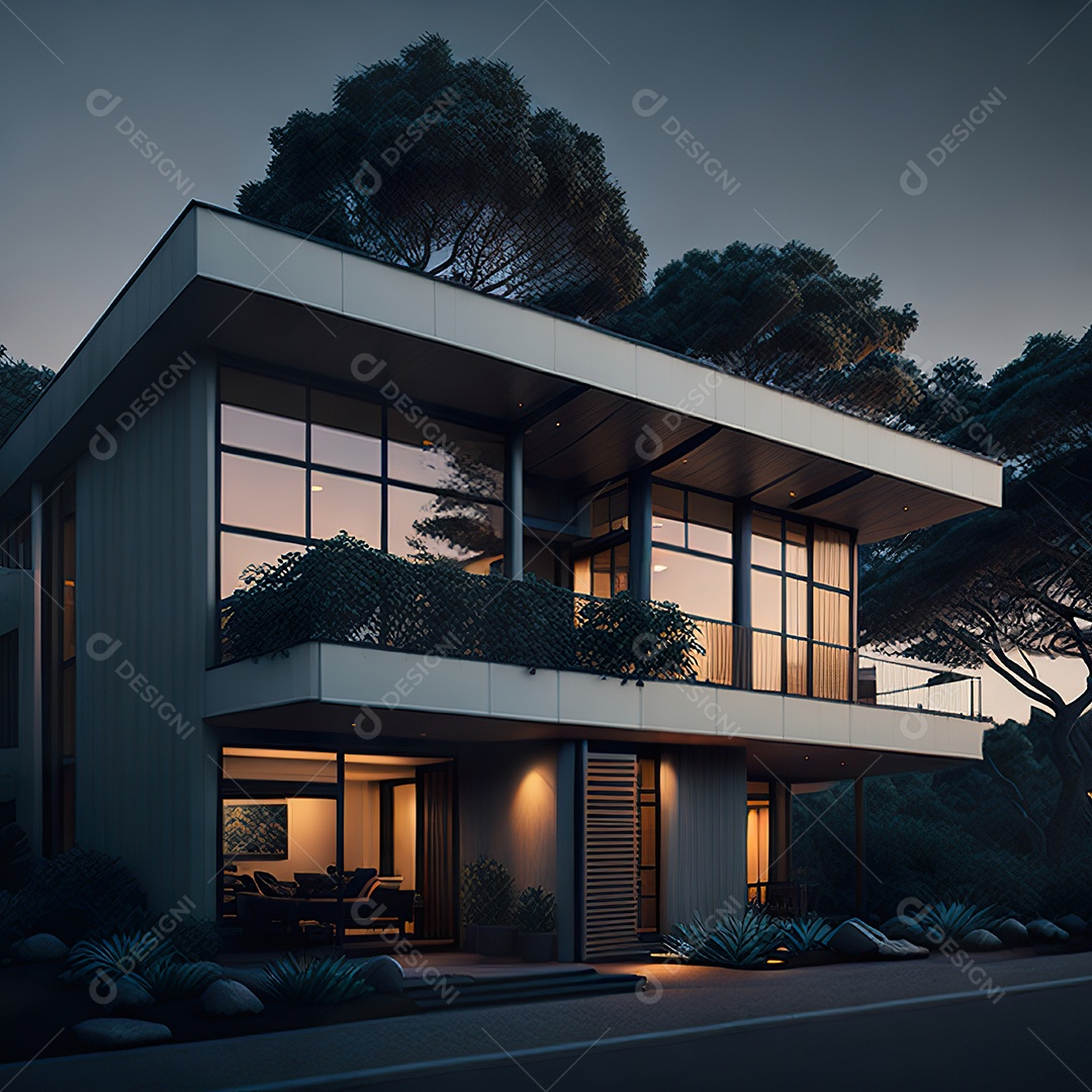 Retrato realista casa sobre bairro