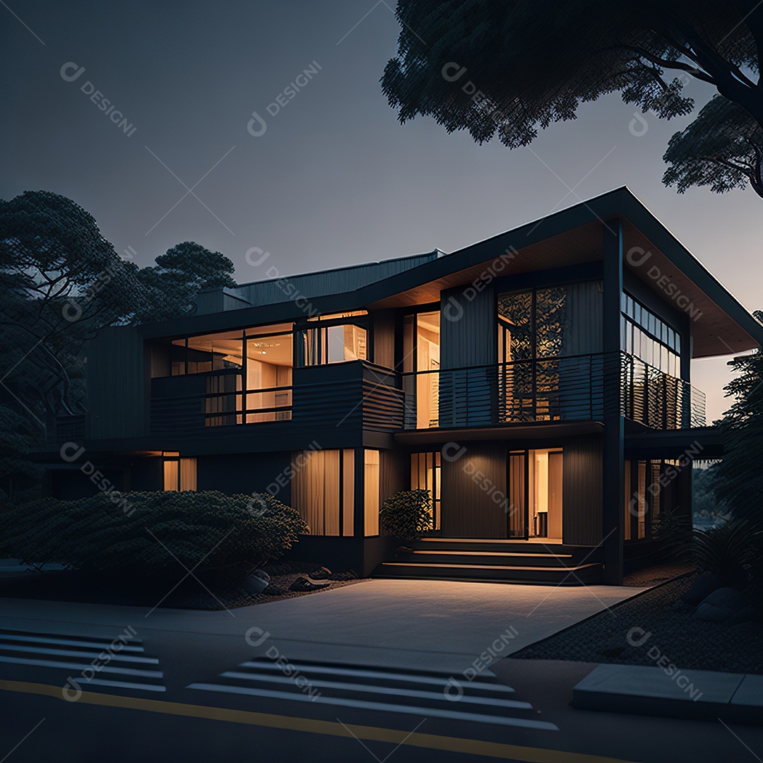 Retrato realista casa sobre bairro