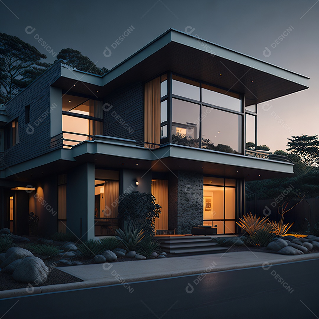 Retrato realista casa sobre bairro