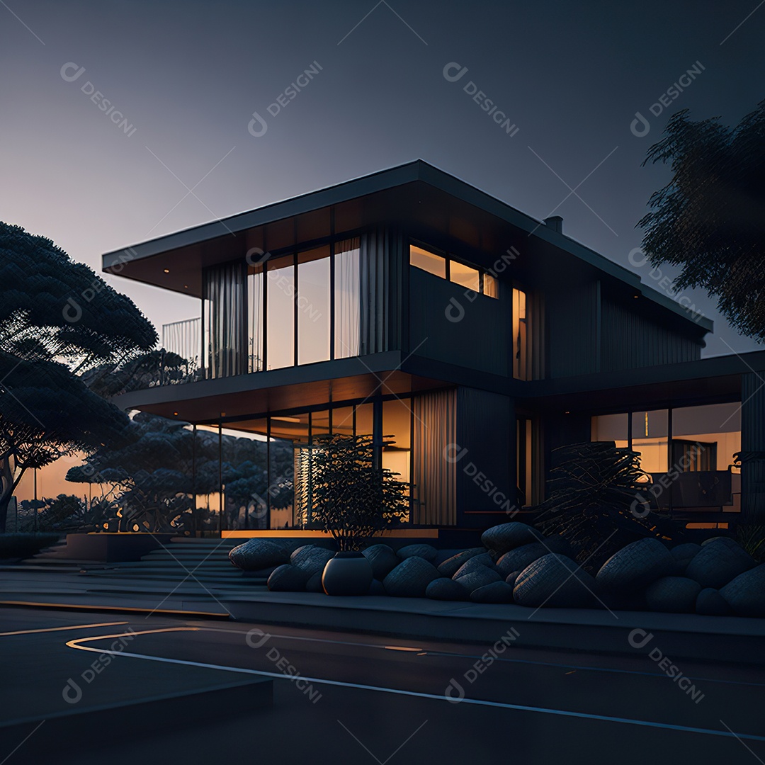 Retrato realista casa sobre bairro