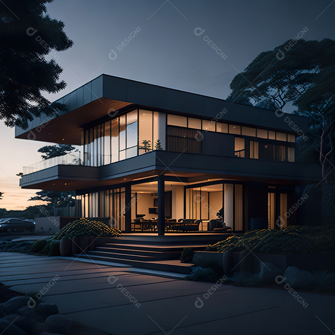 Retrato realista casa sobre bairro