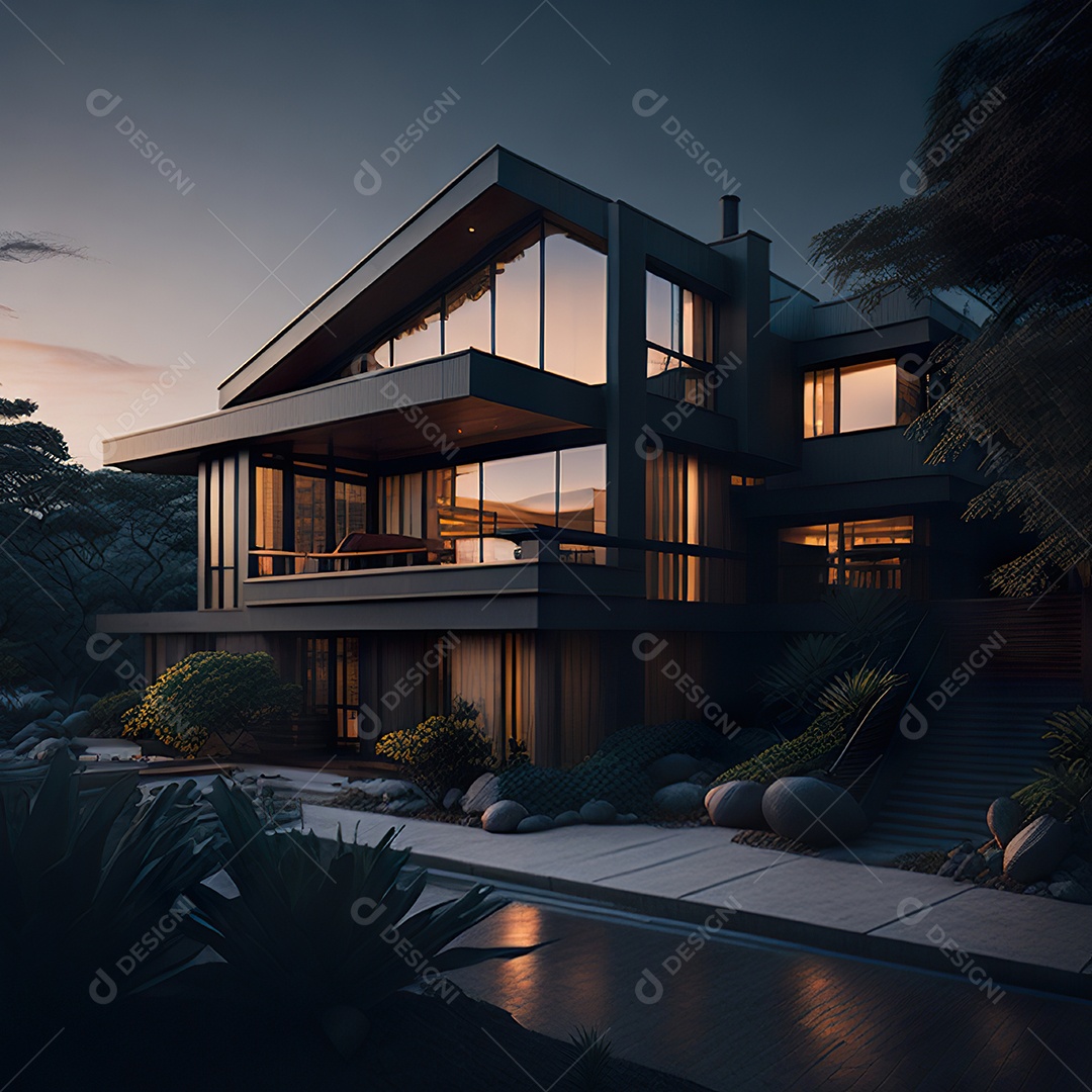 Retrato realista casa sobre bairro