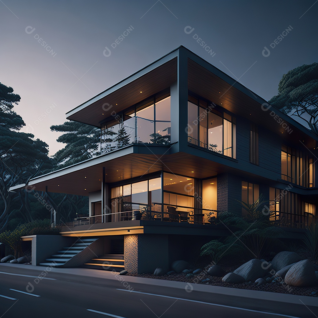 Retrato realista casa sobre bairro