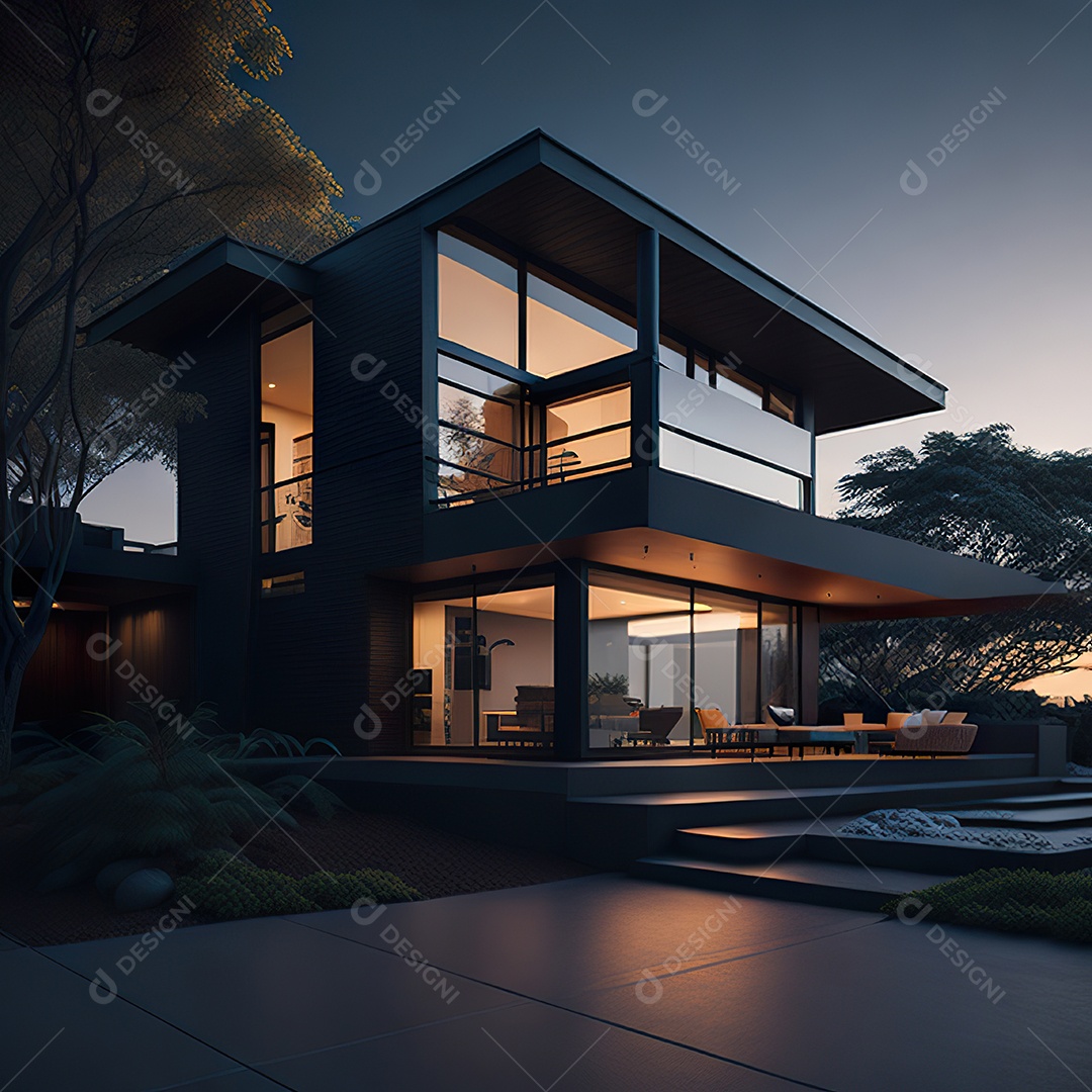 Retrato realista casa sobre bairro