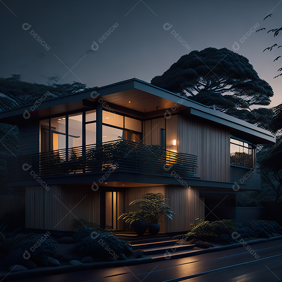 Retrato realista casa sobre bairro