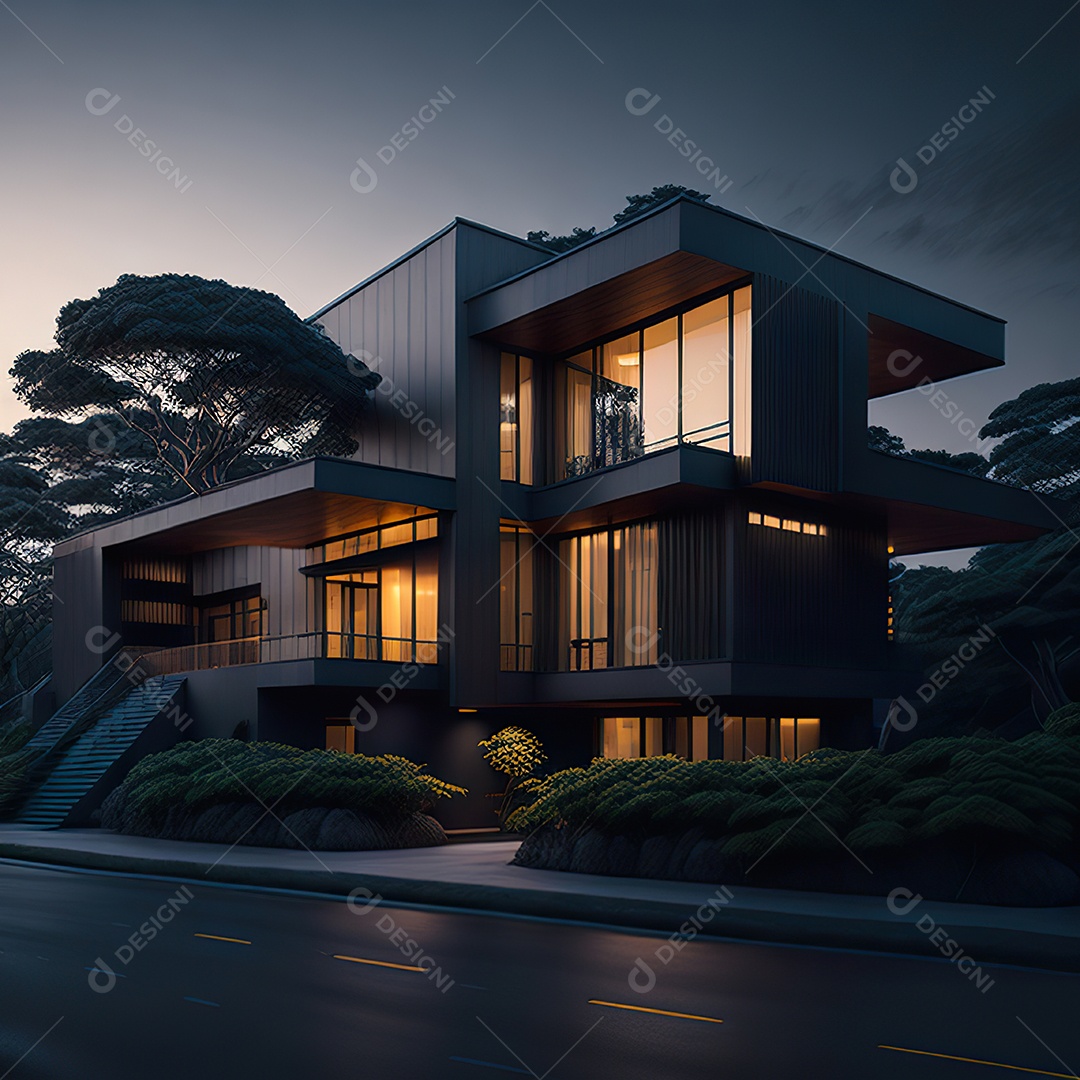 Retrato realista casa sobre bairro