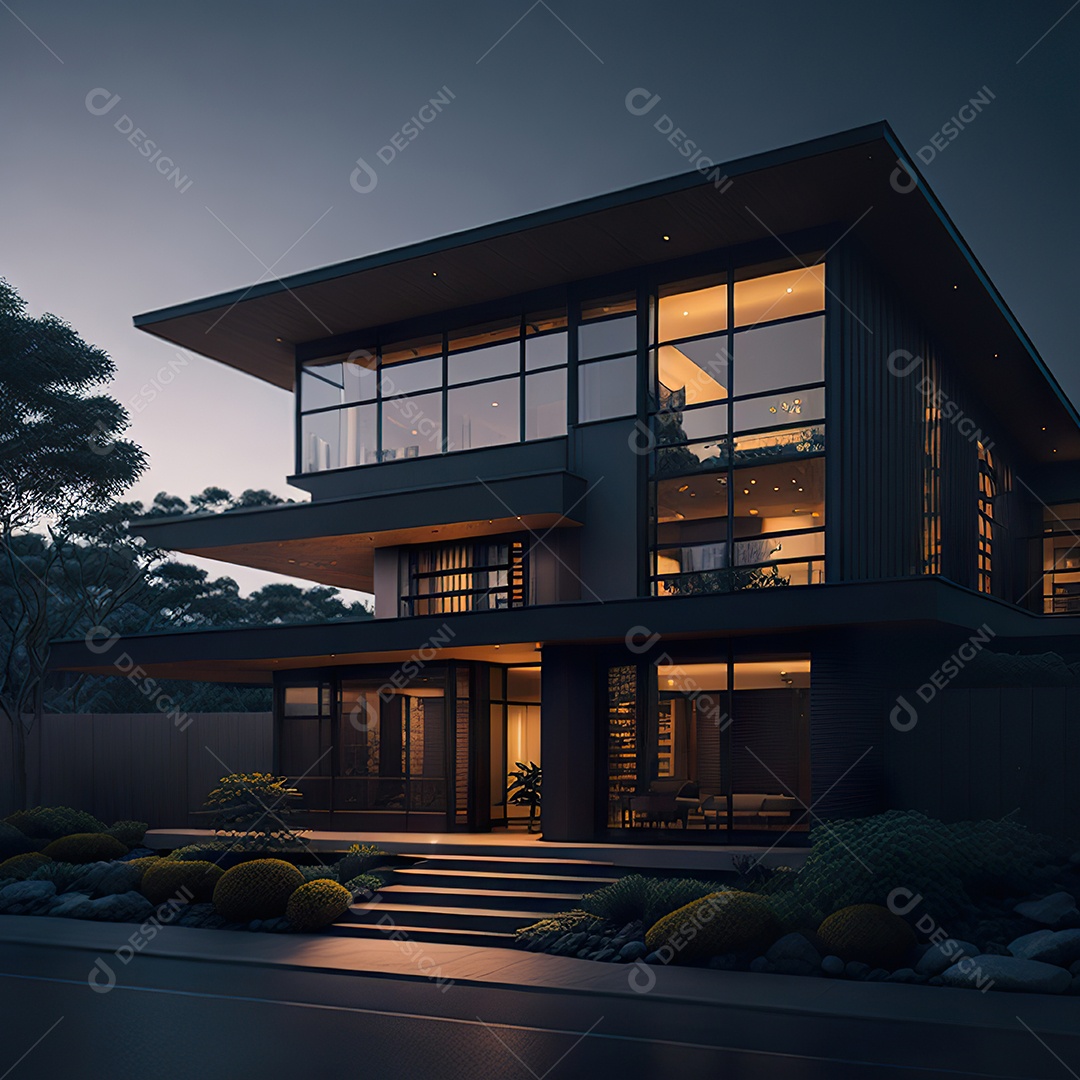 Retrato realista casa sobre bairro