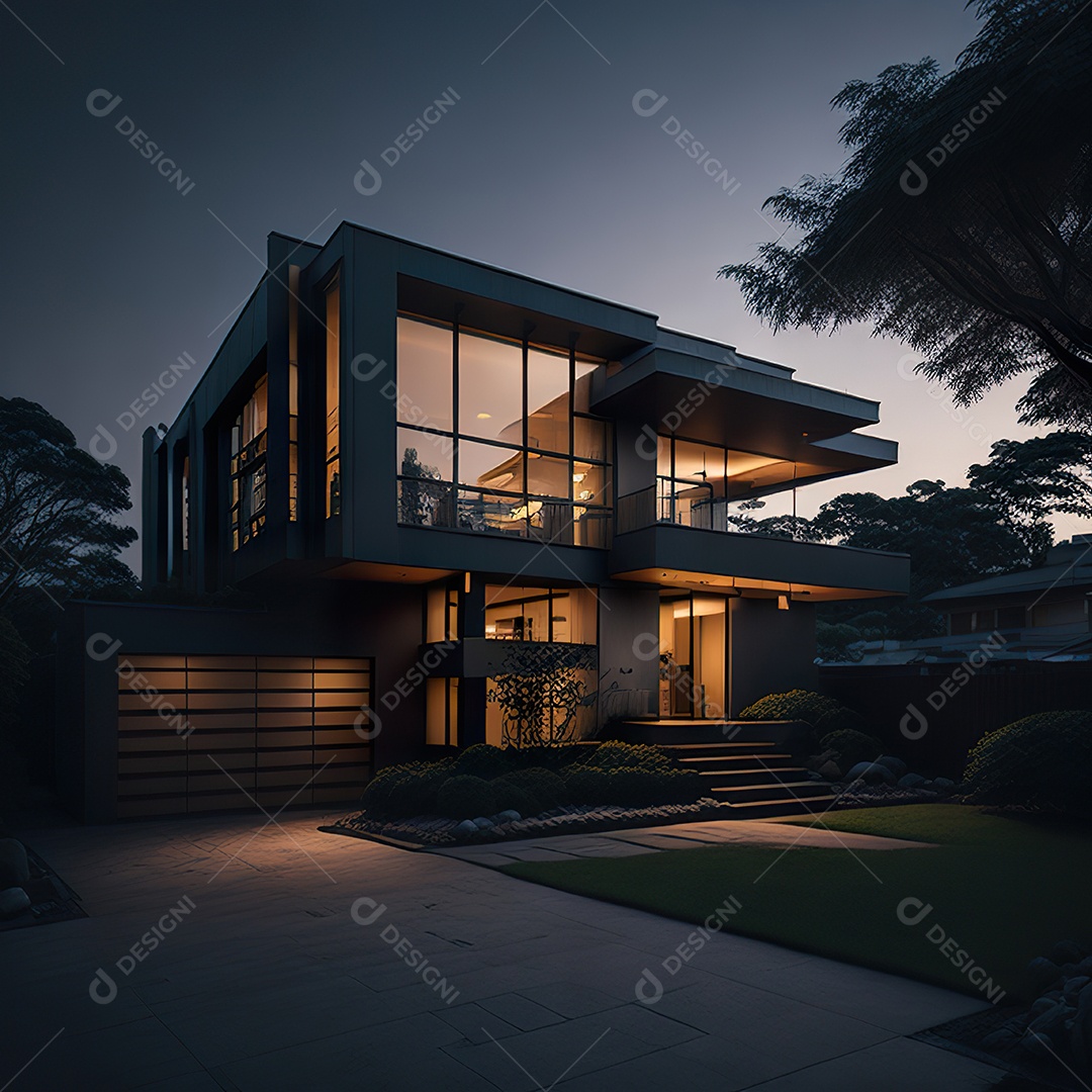 Retrato realista casa sobre bairro