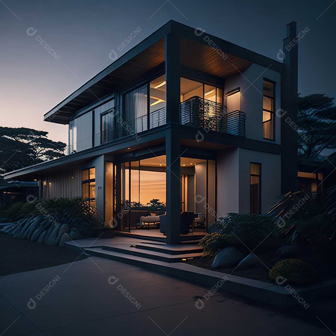 Retrato realista casa sobre bairro