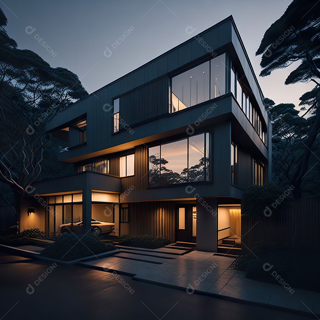 Retrato realista casa sobre bairro