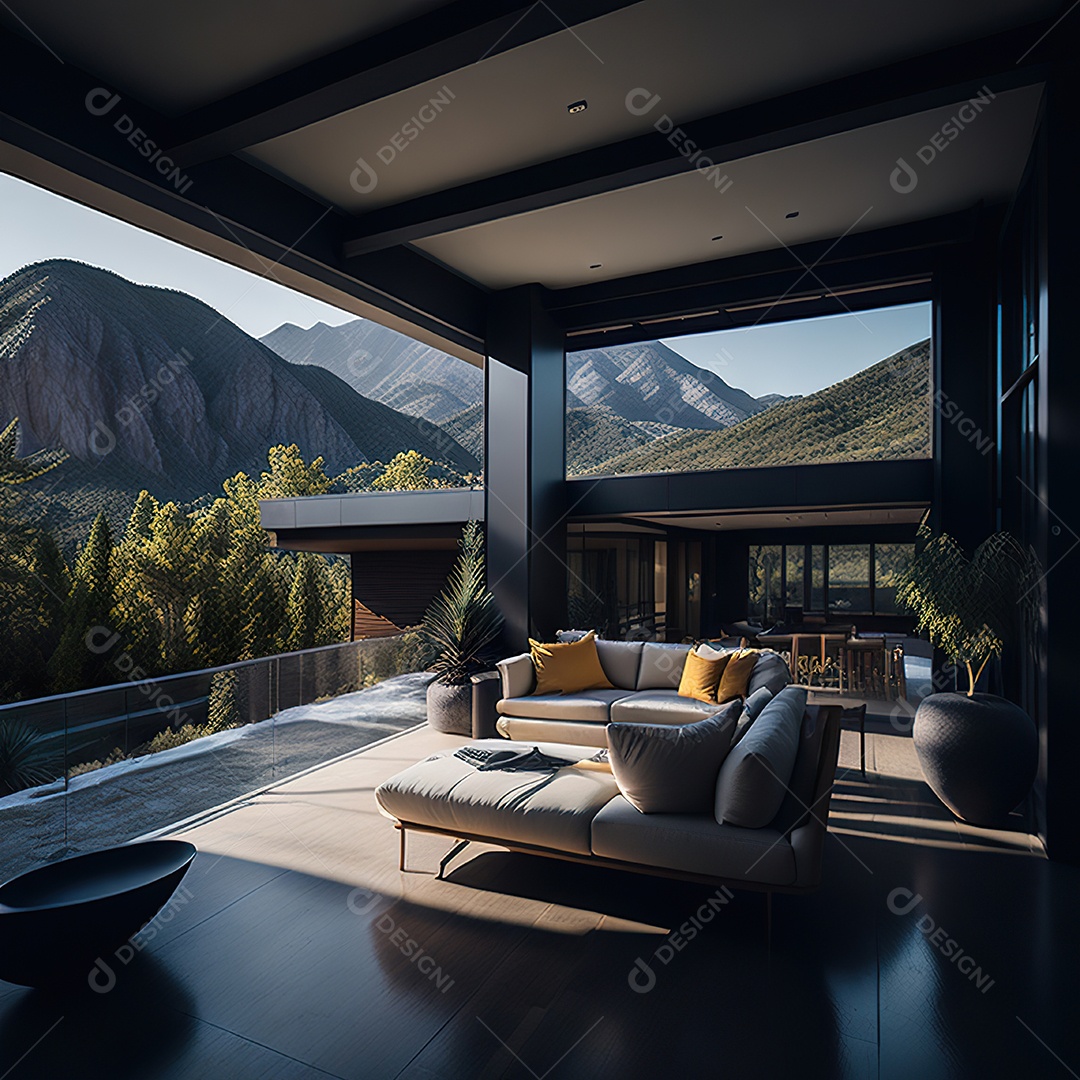 Retrato realista casa sobre bairro