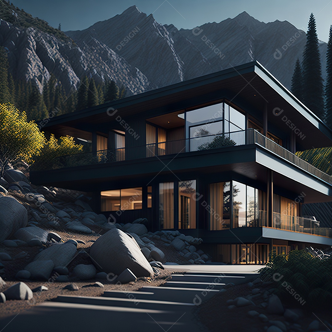 Retrato realista casa sobre bairro