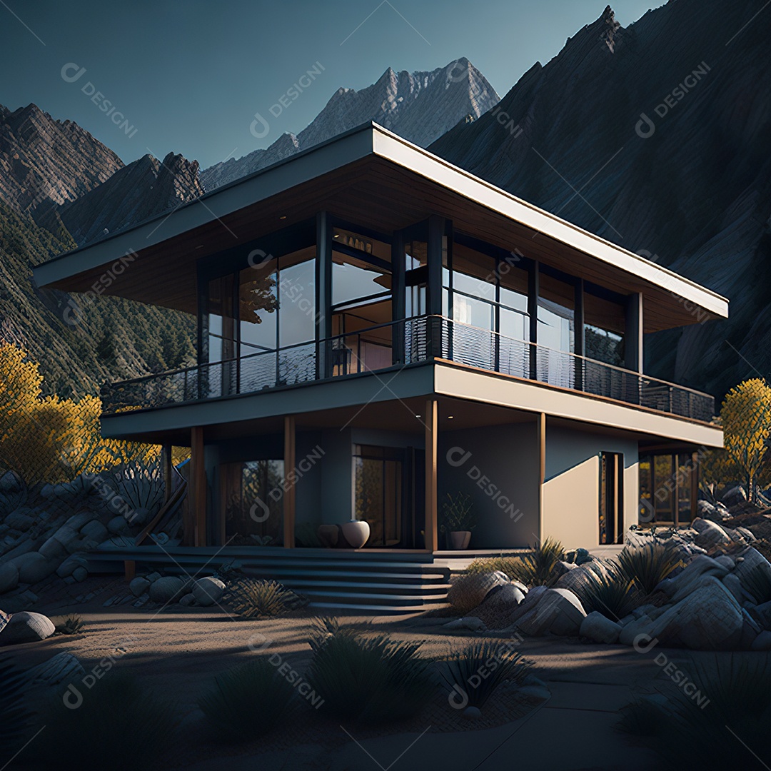 Retrato realista casa sobre bairro