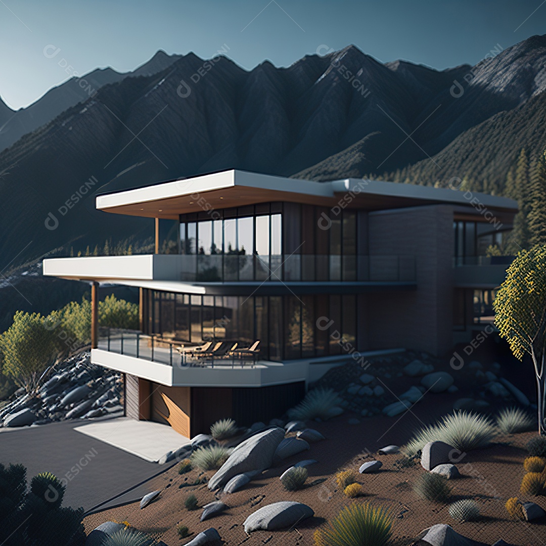 Retrato realista casa sobre bairro