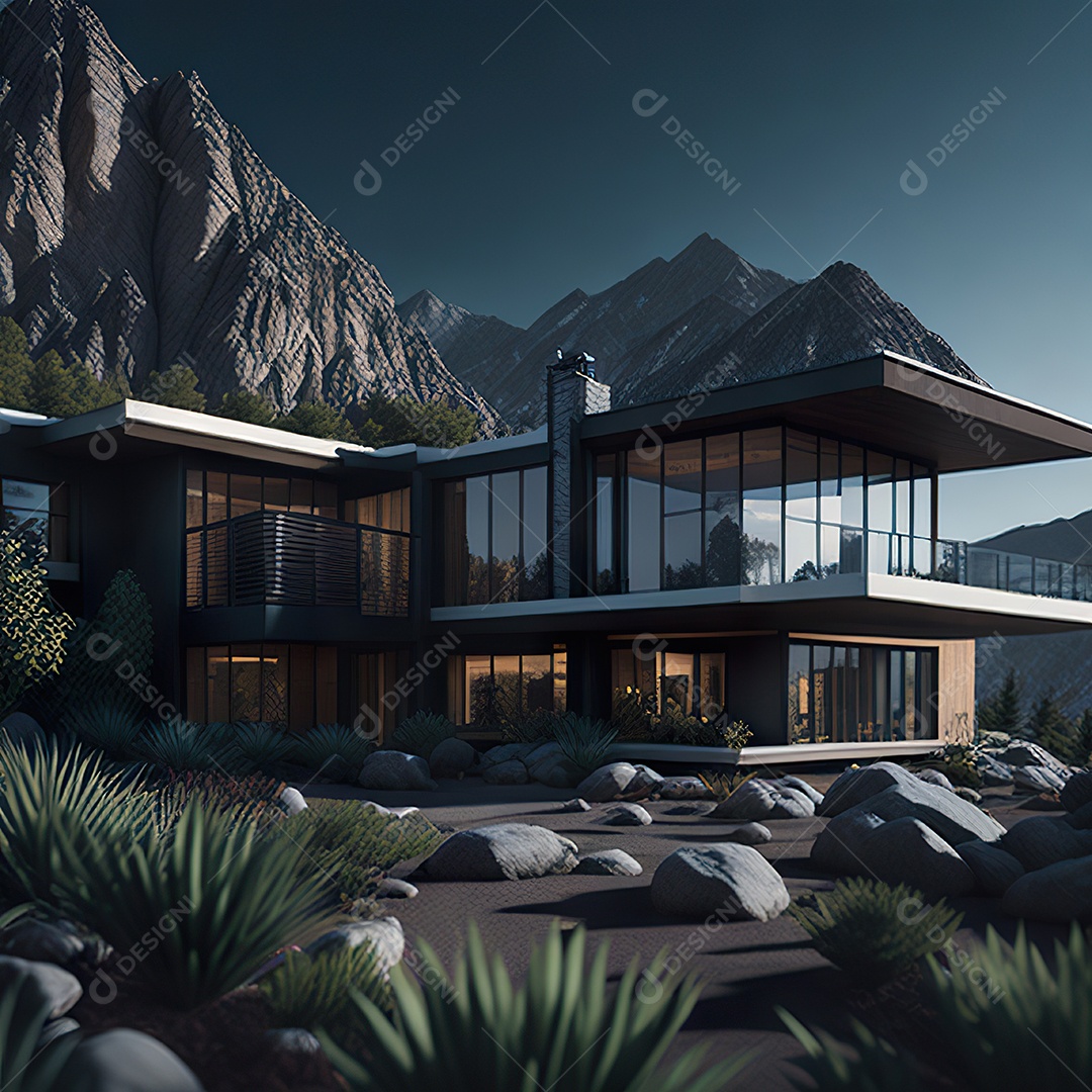 Retrato realista casa sobre bairro