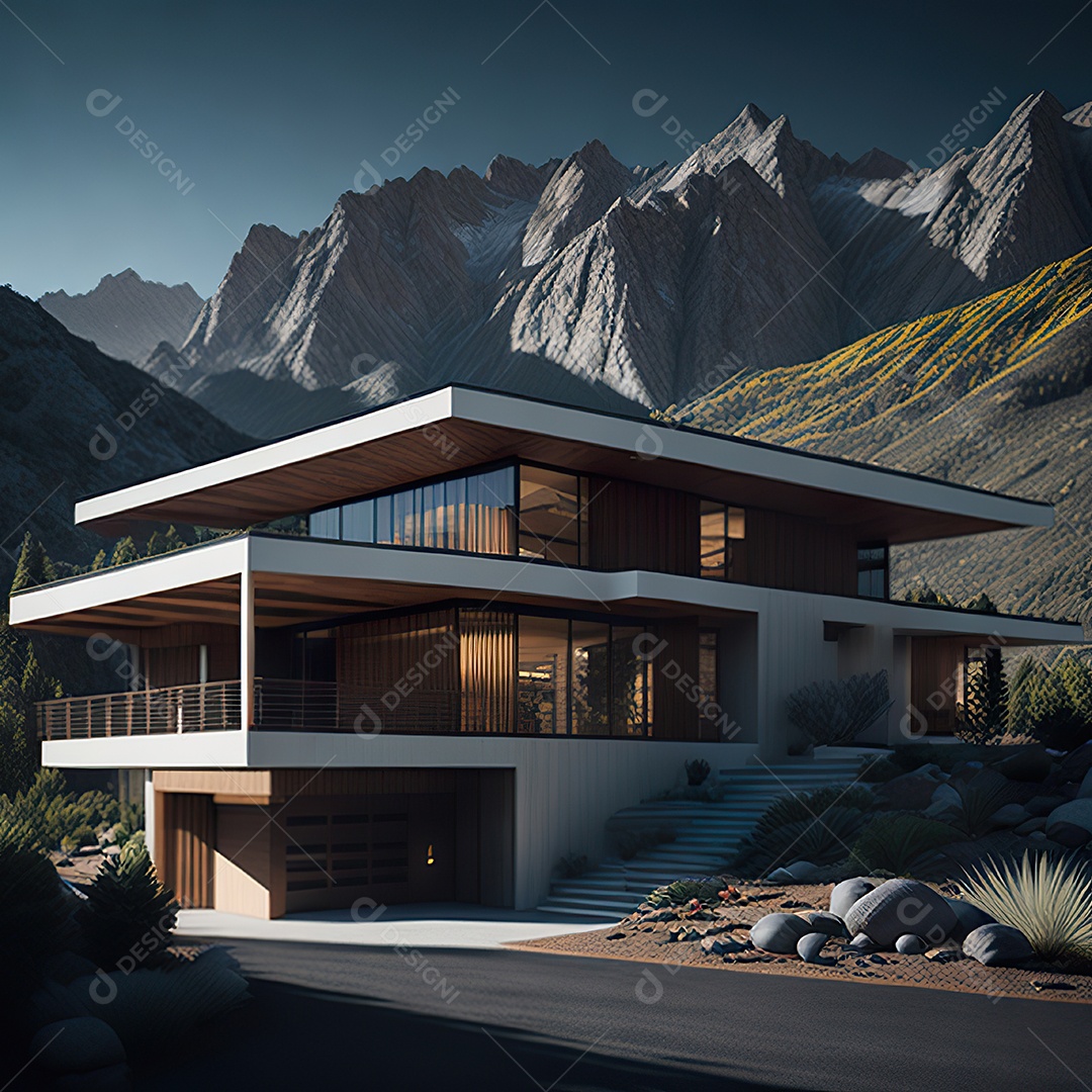 Retrato realista casa sobre bairro