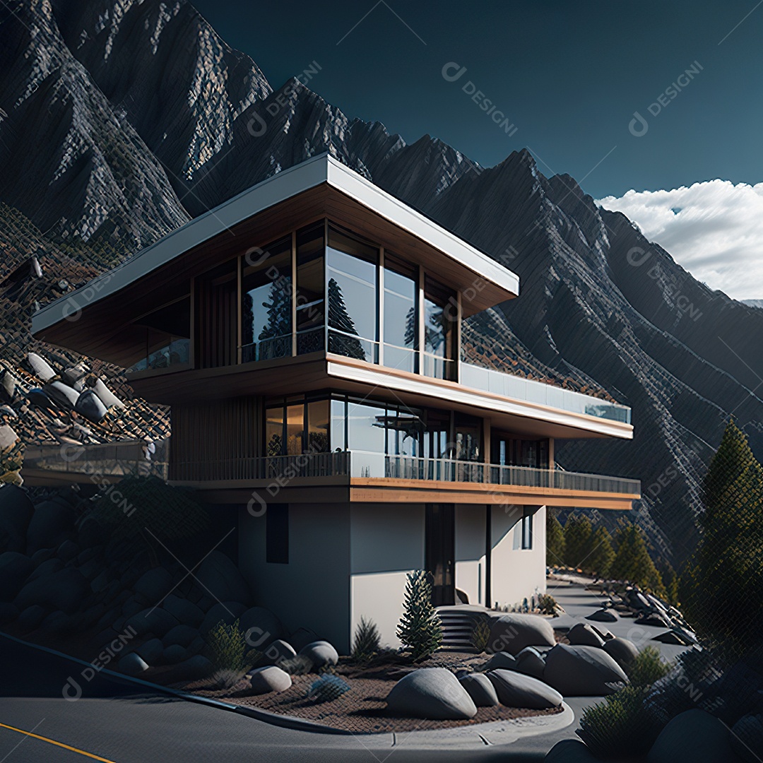 Retrato realista casa sobre bairro