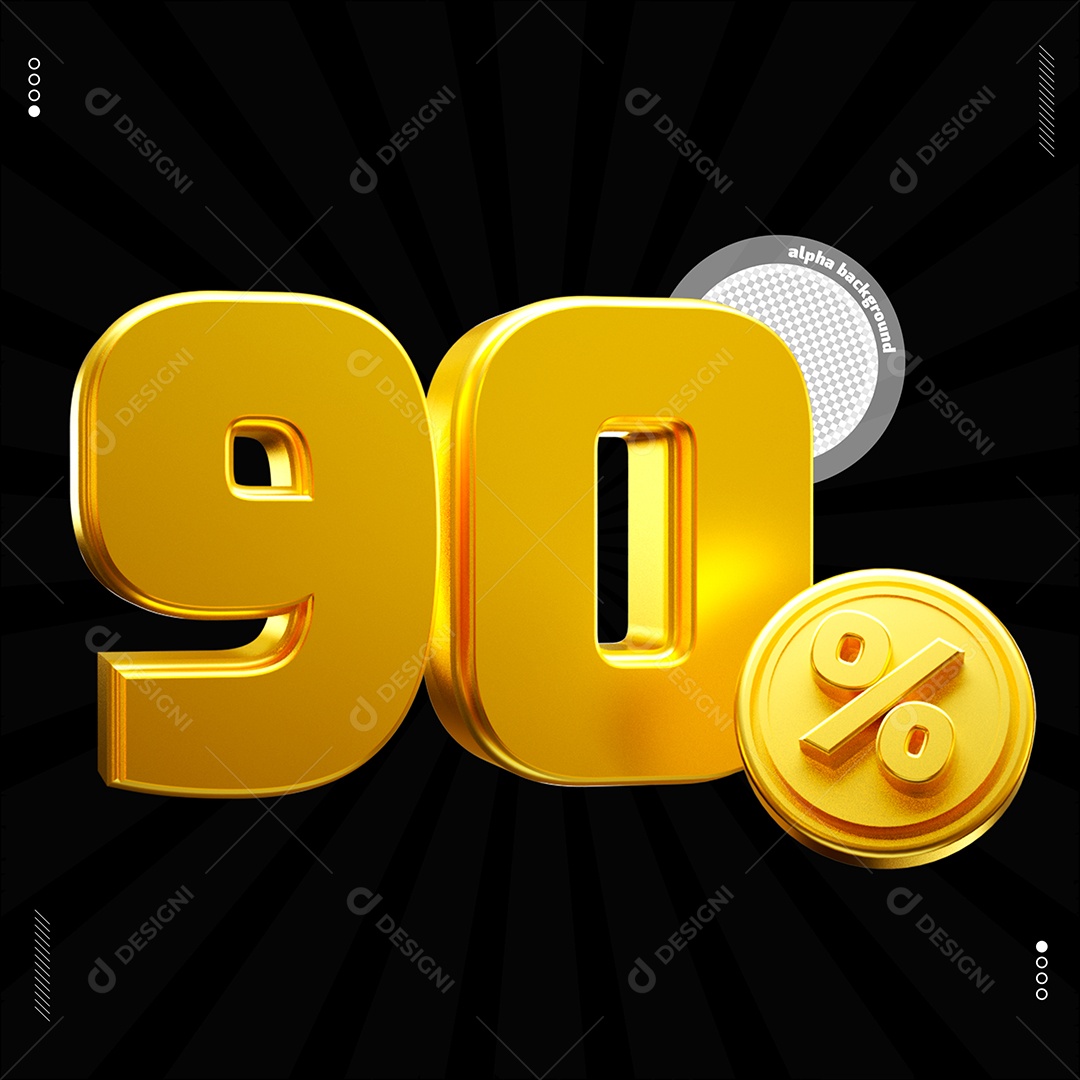 Número 90% Dourado Elemento Para Composição PSD